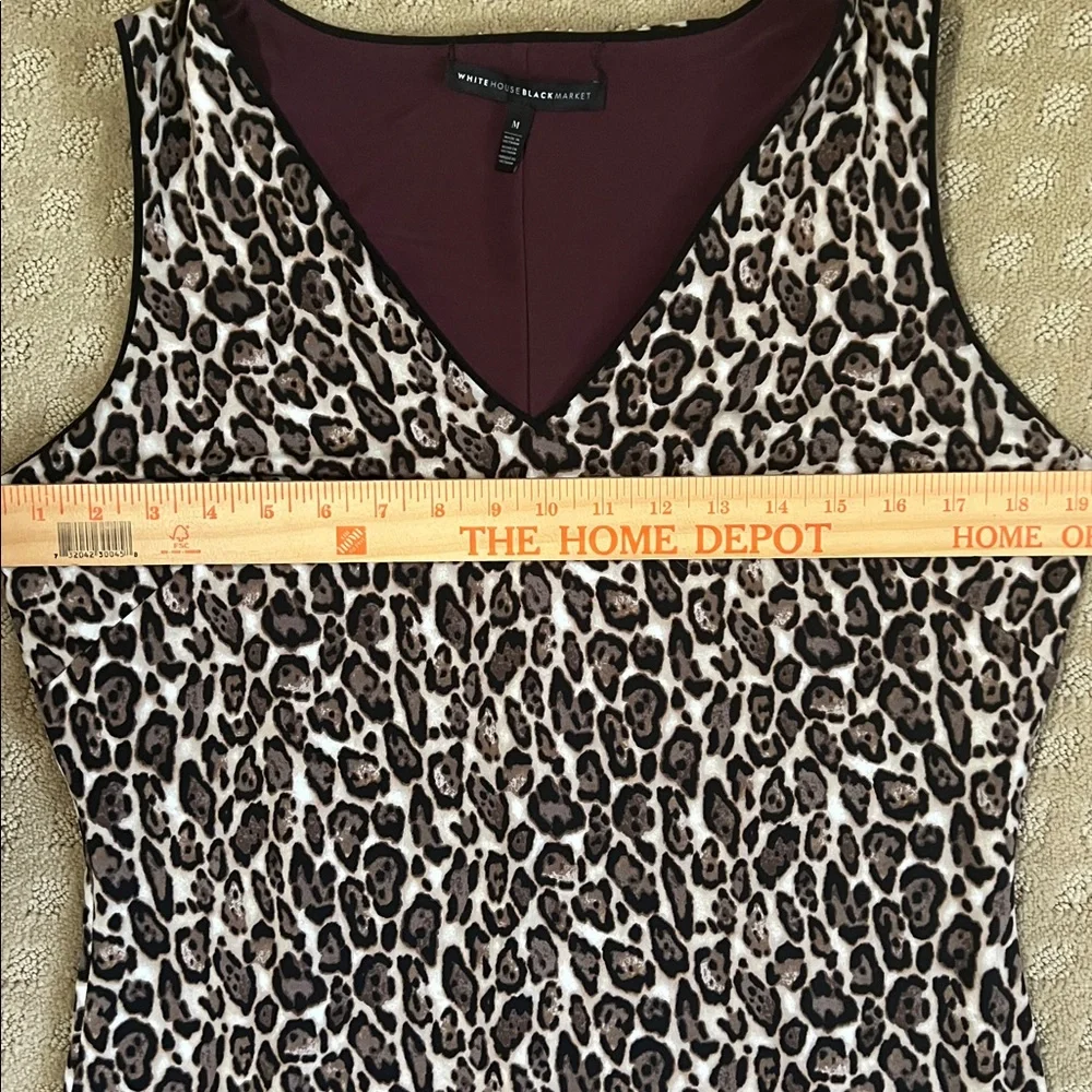 NEW White House Black Market Burgundy Leopard Animal Print Reversible Dress - Picture 9 of 10